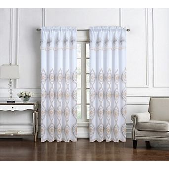 Oliva Gray Arcadia Embroidered Panel - 54x90" Gold