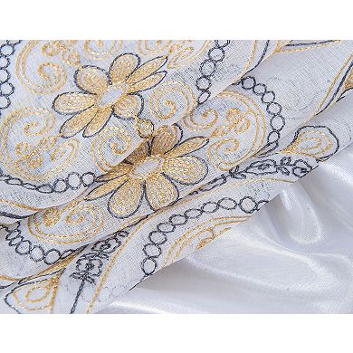 Oliva Gray Arcadia Embroidered Panel - 54x90" Gold