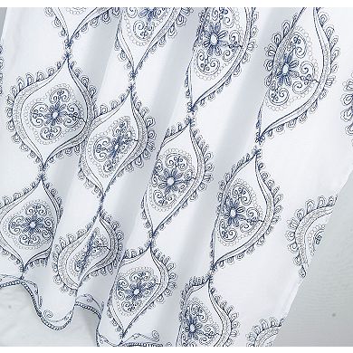 Oliva Gray Arcadia Embroidered Panel - 54x90" Navy