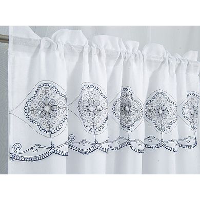 Oliva Gray Arcadia Embroidered Panel - 54x90" Navy