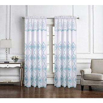 Oliva Gray Arcadia Embroidered Panel - 54x90" Teal