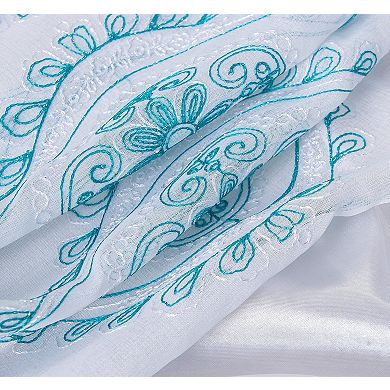 Oliva Gray Arcadia Embroidered Panel - 54x90" Teal