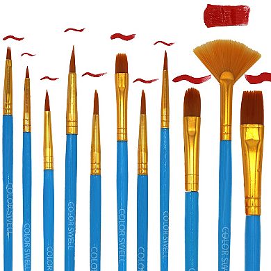 Color Swell Bulk Paint Brushes 18 Packs, 12 Per Pack