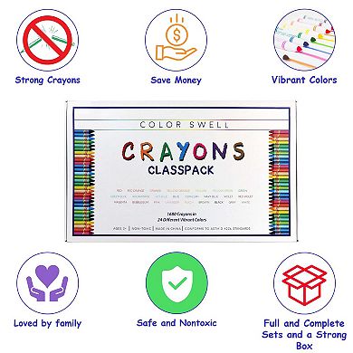 Color Swell Regular Crayon Classroom Bulk Pack, 864 Crayons