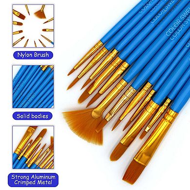 Color Swell Bulk Paint Brush 36 Packs, 12 Paint Brushes per Pack