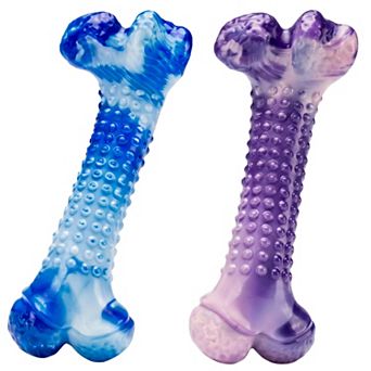 FrienHund Beef Flavor Classic Textured Nylon Chew Bone for Dogs, Purple & Blue, 2 Count