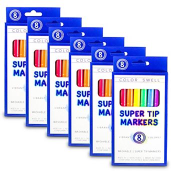 Color Swell Super Tip 6 Packs, 8 Markers per Pack