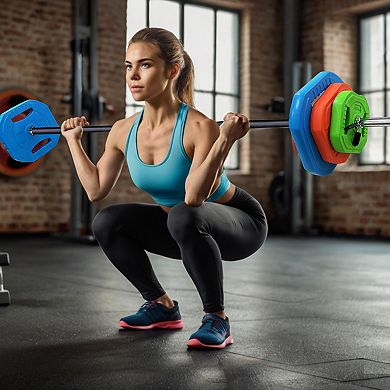Adjustable Barbell Sets - PU Home Weight Bar Set with Weights, Multi-Weight Plates & Collars