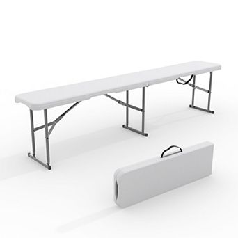 6FT Outdoor Folding Bench for Family Picnic, Portable HDPE Bench with Carrying Handle for Party