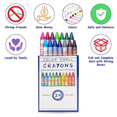Color Swell Regular Crayons 10 Packs, 24 Crayons per Pack