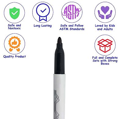 Color Swell Black Permanent Bulk Markers, 60 Pack