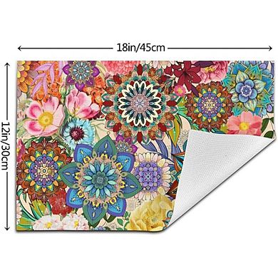 Boho Floral Placemats Set of 4, Washable Decorative Table Mats