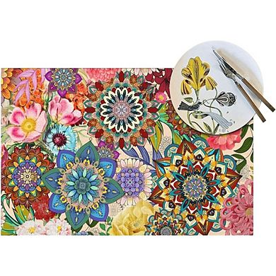Boho Floral Placemats Set of 4, Washable Decorative Table Mats