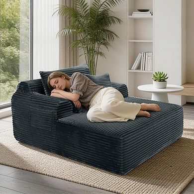 55-inch Extra-Large Velvet Upholstered Sofa Bed (Frameless)