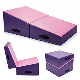 Incline Gymnastics Cheese Mat 47x23x13 in Foldable Tumbling Backbend Trainer with High-Density Foam