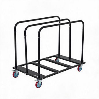 Industrial Flatbed Moving Trolley, Foldable Heavy Load Platform Cart with Wheels and Securing Straps
