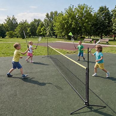 Portable Pickleball & Badminton Net Set 16.7FT Wide Adjustable Combo with Paddles, Rackets & Balls
