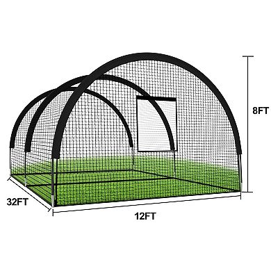 33Ft Baseball Batting Cage with Frame & Net, Training Hitting & Pitching Cage for Backyard Practice