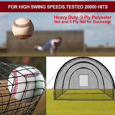 33Ft Baseball Batting Cage with Frame & Net, Training Hitting & Pitching Cage for Backyard Practice