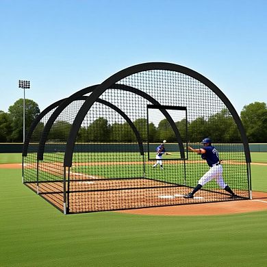 33Ft Baseball Batting Cage with Frame & Net, Training Hitting & Pitching Cage for Backyard Practice