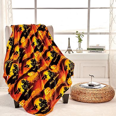 MicroPlush Halloween Printed Holiday Throw Blanket - 50x60", Multi