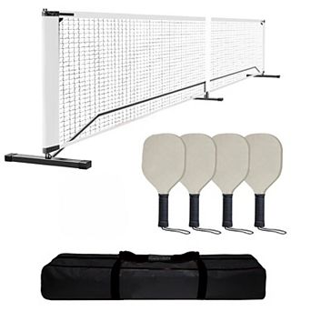 22FT Portable Pickleball Net Set with 4 Paddles & Carry Bag Outdoor Backyard Driveway Play.
