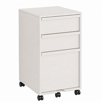 Wood Mobile Filing Cabinet w/3 Drawers, Under Desk Printer Stand with Wheels, 2 Locking Caster