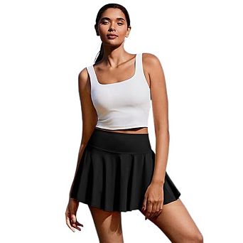 Womens Pleated Athletic Skirts with Pockets Shorts High Waisted Tennis Skirt