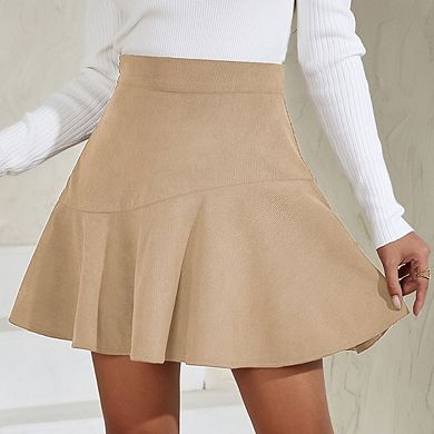 Womens High Waisted Trendy Ruffle Bodycon Cute Mini Skirt