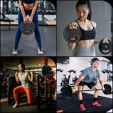 Barbell Weight Set for Lifting, Adjustable Barbell Set for Home Gym, PU Coating Barbell Plates