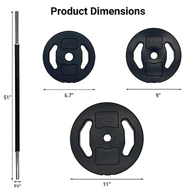 Barbell Weight Set for Lifting, Adjustable Barbell Set for Home Gym, PU Coating Barbell Plates