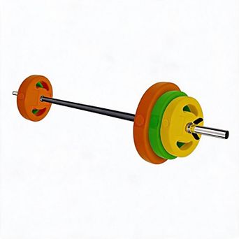 Barbell Weight Set for Lifting, Adjustable Barbell Set for Home Gym, PU Coating Barbell Plates