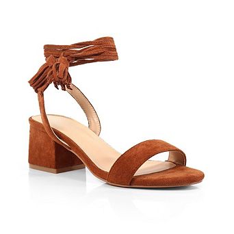 Adams-1 Tassel Ankle Wrap Block Heel Open Toe Sandals