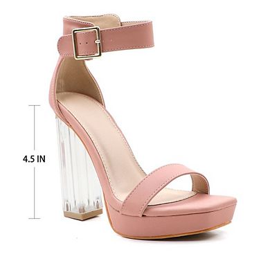 Jalen-1 Ankle Strap Clear Block Heel Platform Dress Sandal
