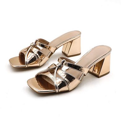 Luke-1 Knotted Multi Strap Block Heel Slide Sandal