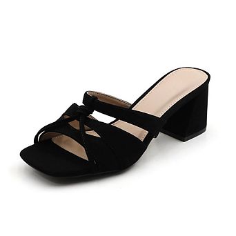 Luke-1 Knotted Multi Strap Block Heel Slide Sandal