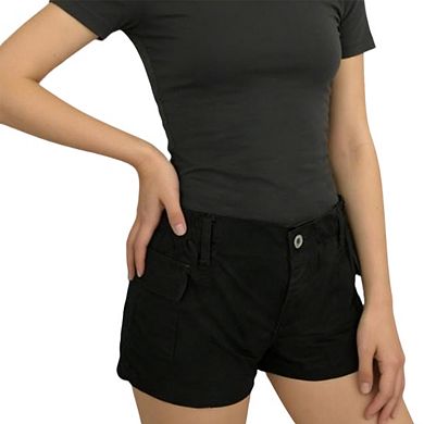 Women's Casual Utility Shorts High Waisted Cargo Style with Elastic Waist and Side Pockets