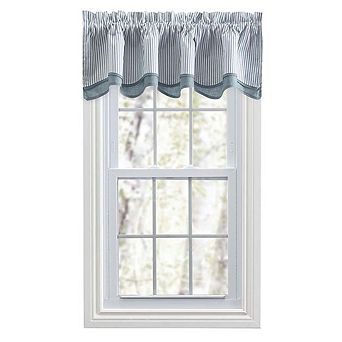 Plaza Ticking Stripe Printed Bradford Curtain Valance 3" Rod Pocket 58" x 15" Blue