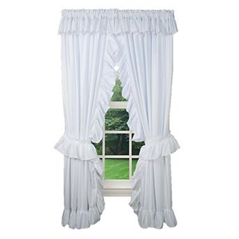 Ruffled Priscilla 2 pc Best Quality All Year Round Window Curtain Panel Pair With Ties