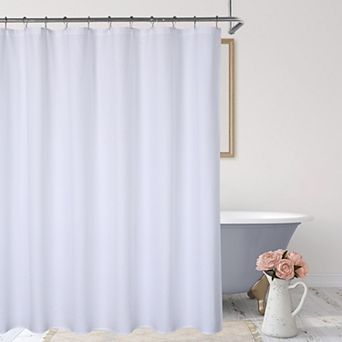 100% Waterproof Microfiber Shower Curtain, Shower Liner Weighted Hem Buttonholes Embossed Pattern