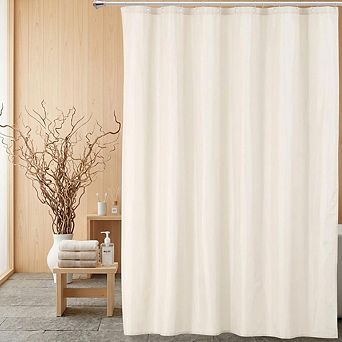 Waterproof Shower Curtain 72x72, Washable Fabric Shower Liner with Weighted Hem & Metal Grommets