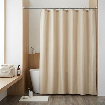 Waterproof Shower Curtain 72x72, Washable Fabric Shower Liner with Weighted Hem & Metal Grommets