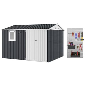10x8FT Metal Outdoor Storage Shed with Pushable Window