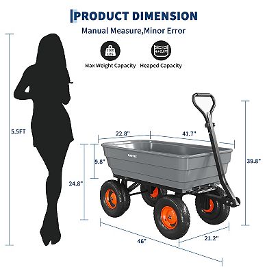 Heavy Duty Garden Dump Cart 1200 lbs Capacity