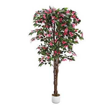 Artificial Bougainvillea Tree with Pink Flowers, Faux Potted Bougainvillea Plant for Home Decor