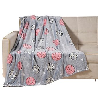 All Star Soft & Cozy Glow In The Dark Throw Blanket 50"x60" Grey