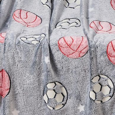 All Star Soft & Cozy Glow In The Dark Throw Blanket 50"x60" Grey