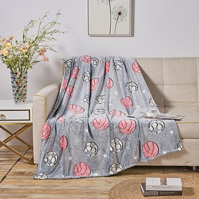 All Star Soft & Cozy Glow In The Dark Throw Blanket 50"x60" Grey