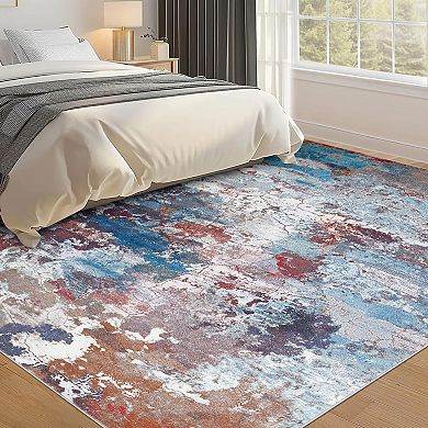 Abstract Crackle Non-Slip Area Rug Washable Modern Mat for Living Room