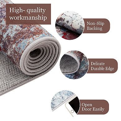 Abstract Crackle Non-Slip Area Rug Washable Modern Mat for Living Room